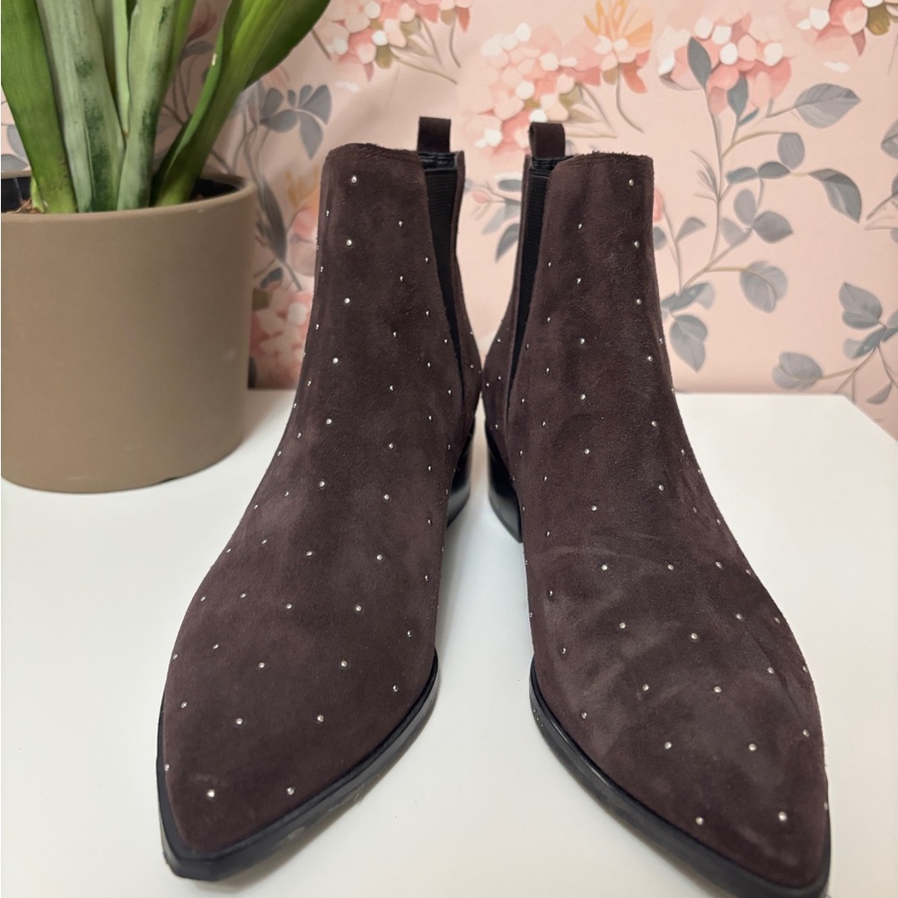 Marc Fisher Yanaba Pointy Toe Chelsea Bootie - Dark Purple Suede